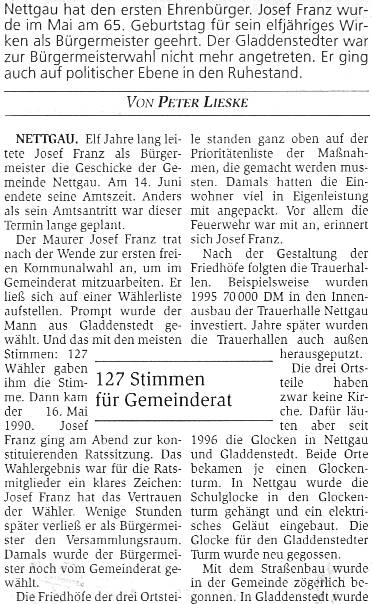 Nettgau, 11 Bürgermeister-Jahre für Nettgau.