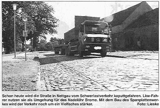 Nettgau, Schwerlastverkehr im Ort. Artikel von Peter Lieske