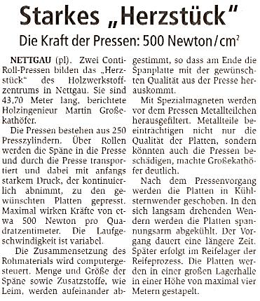 Nettgau, die größte Glunz-Investition in Europa