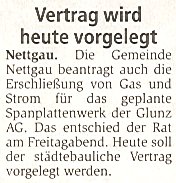 Nettgau, heutige Vertragsvorlage des städtebaulichen Vorhabens. Artikel von Monika Schmidt