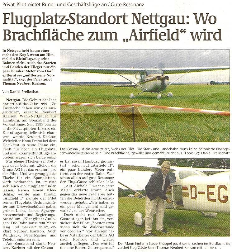 Nettgau, wo Brachfläche zum 'Airfield' wird. Artikel von Daniel Preikschat